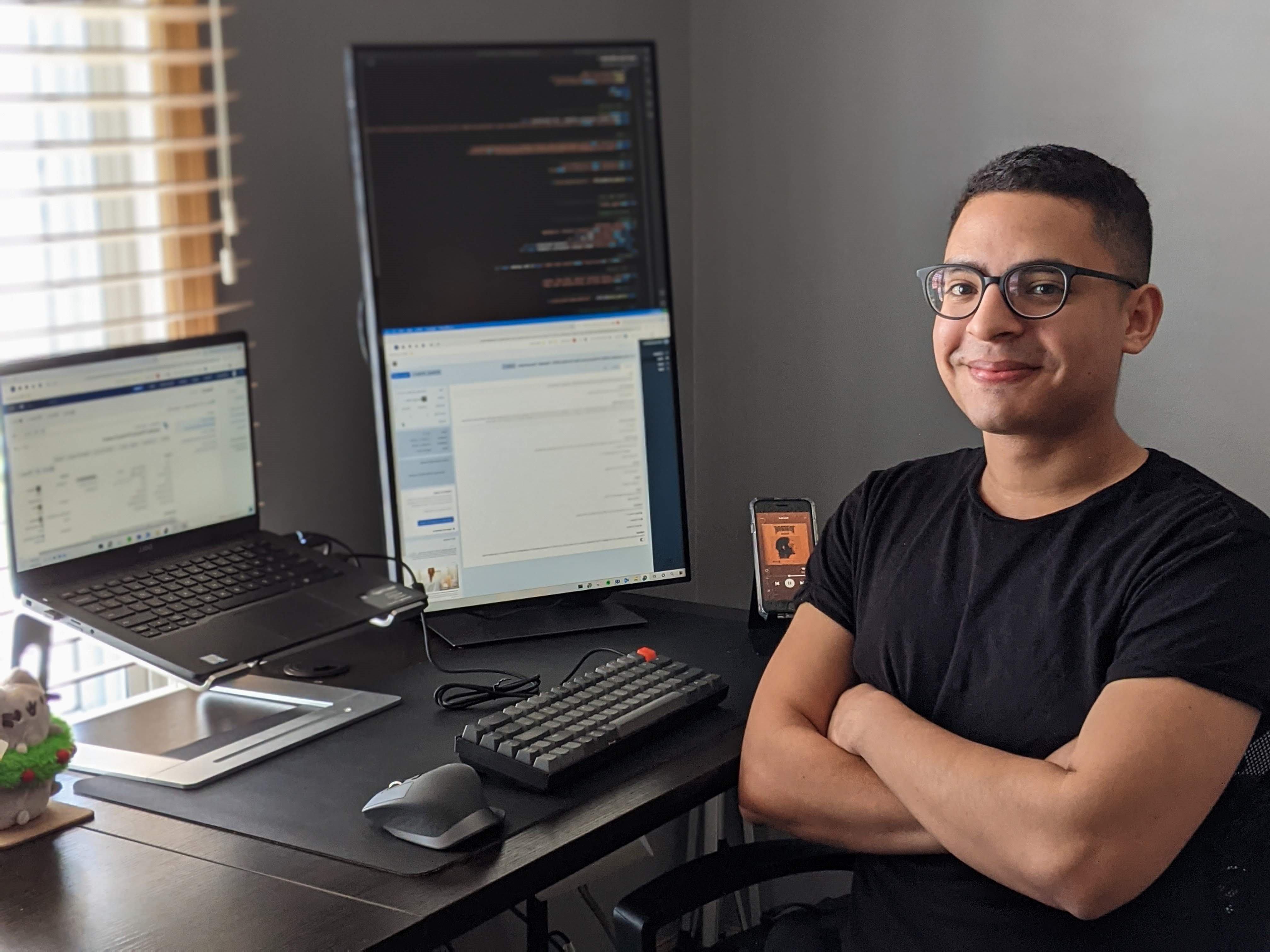 Rogelio Mitre sitting in home office